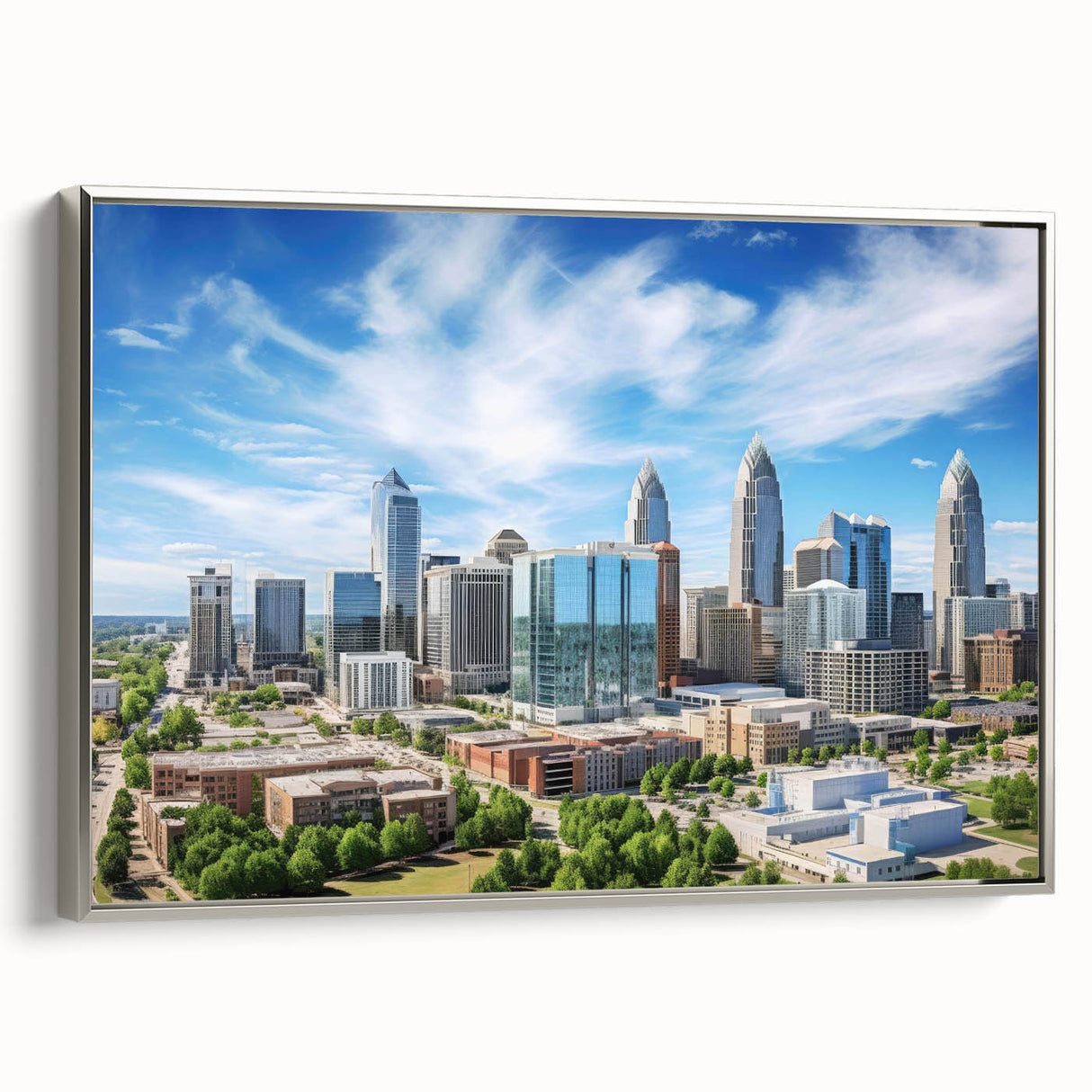 Landscape art painting on canvas featuring a vintage poster style with vibrant colors and black contours.