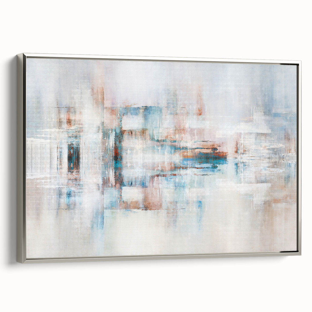 Colorful abstract canvas painting showcasing vibrant swirls of blue, yellow, and red, ideal for modern home decor and artistic expression.