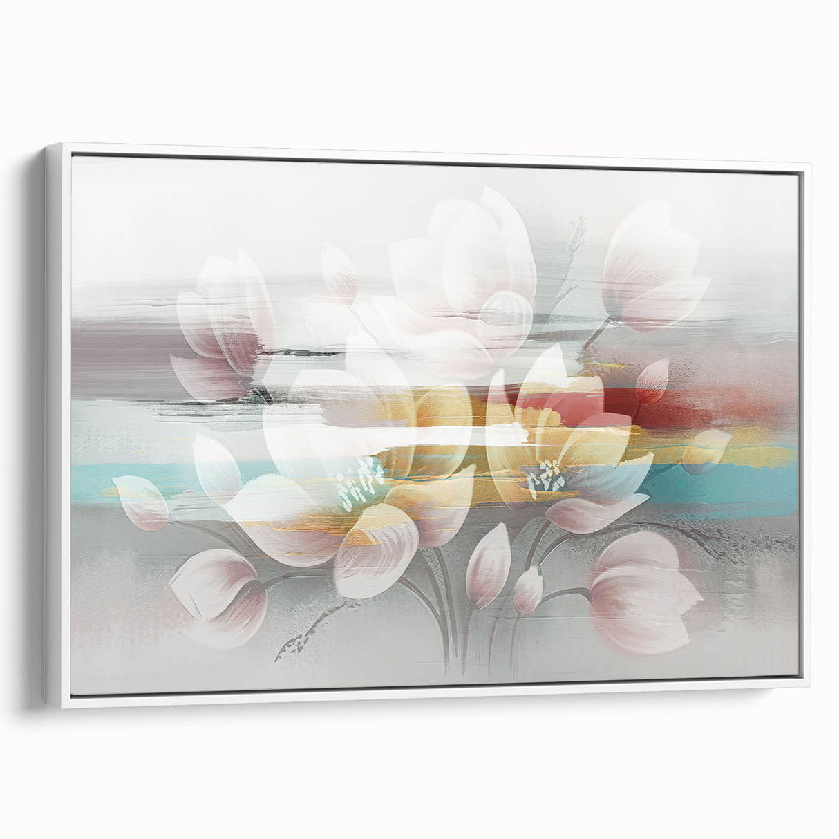 Colorful abstract wall art canvas print showcasing vibrant geometric shapes and patterns, ideal for modern home decor or office spaces.