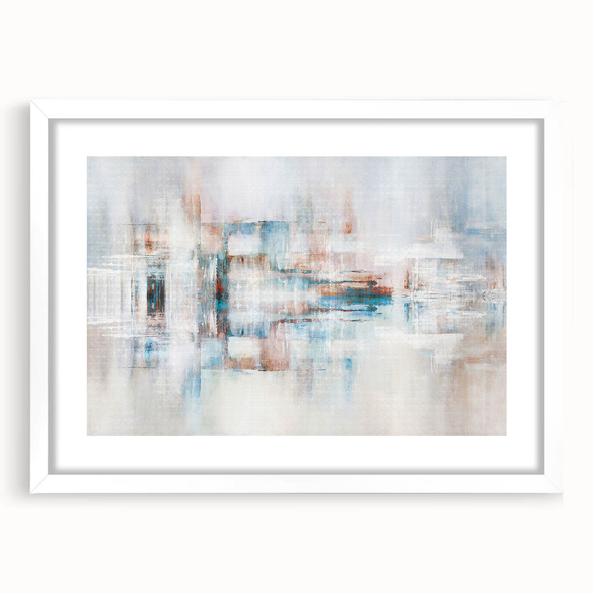 Colorful abstract canvas artwork featuring swirling patterns in vibrant hues of blue, orange, and yellow, perfect for modern home decor.