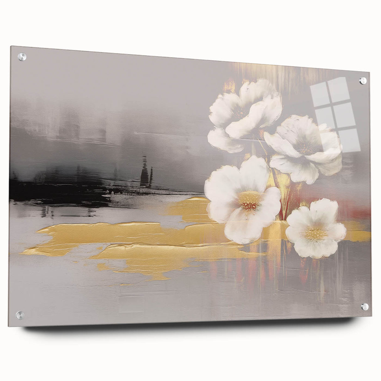 Abstract geometric canvas artwork showcasing vibrant colors of blue, orange, and yellow, designed to enhance modern home decor. Perfect for living rooms or offices.