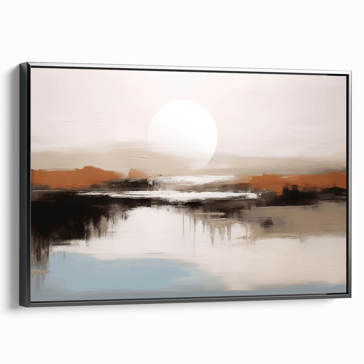 Abstract wall art canvas print showcasing vibrant colors and swirling patterns in blues, oranges, and yellows, ideal for modern decor.