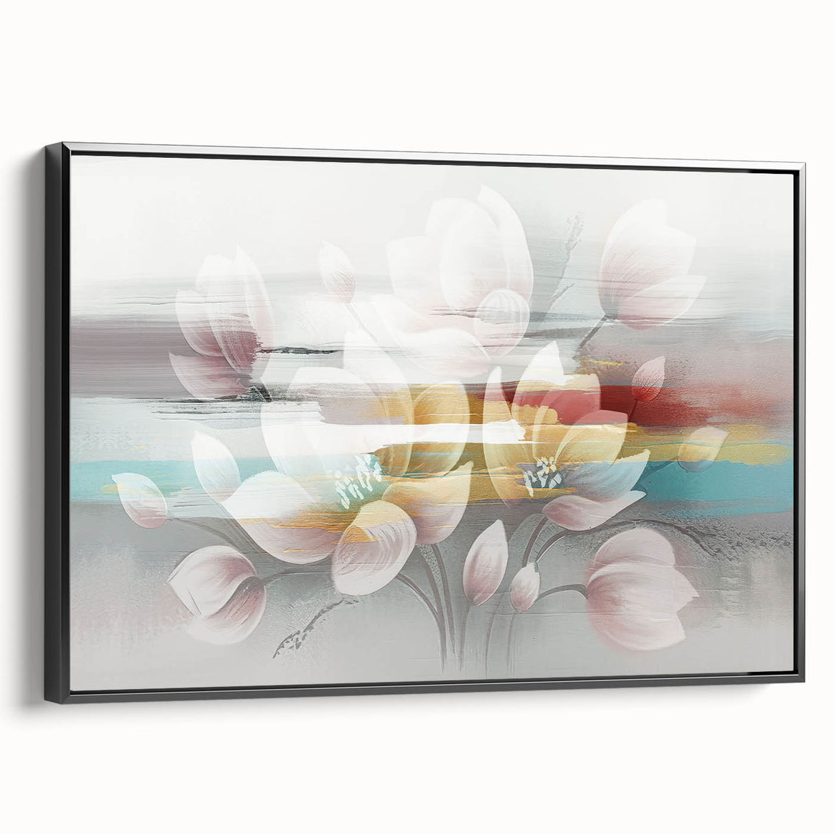 Abstract canvas art print featuring vibrant colors and dynamic shapes, ideal for modern home decor or office spaces, enhancing artistic ambiance.