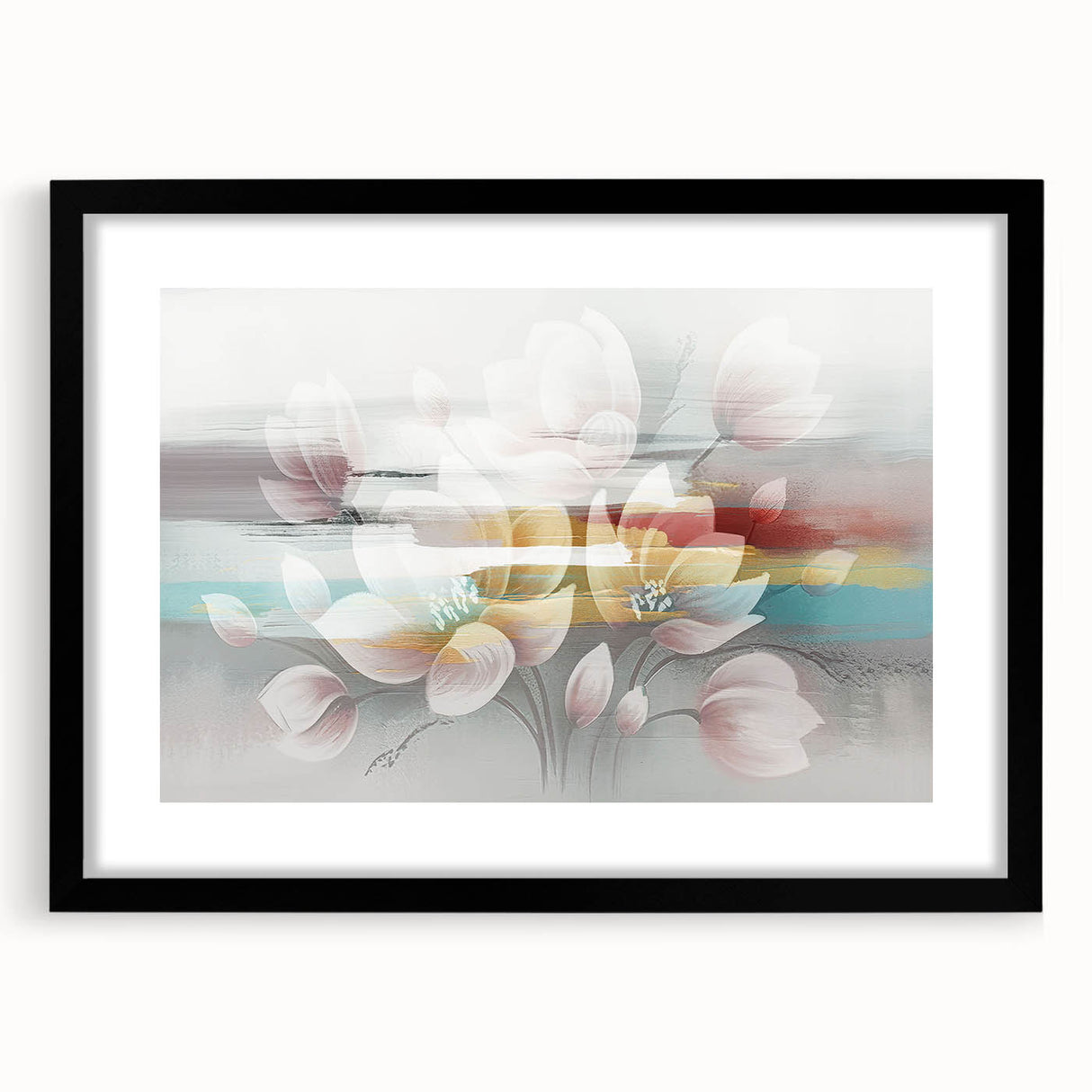 Vibrant abstract wall art canvas print showcasing bold colors and dynamic shapes, perfect for modern home decor or artistic display.