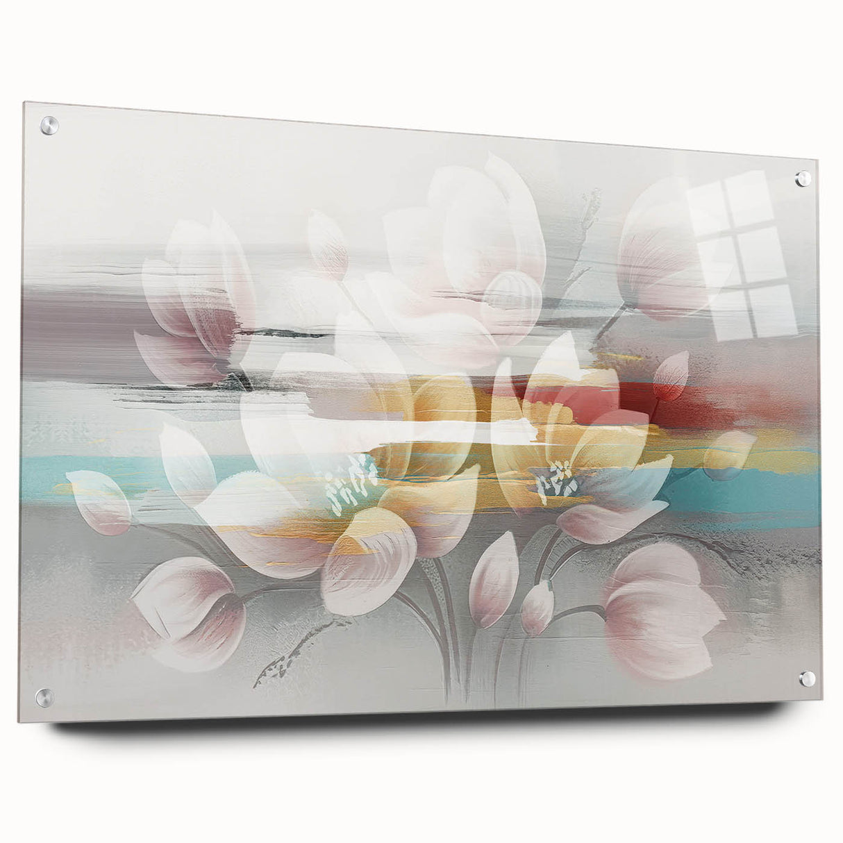 Colorful abstract canvas artwork showcasing fluid shapes in vibrant hues of blue, orange, and green, perfect for modern home decor.