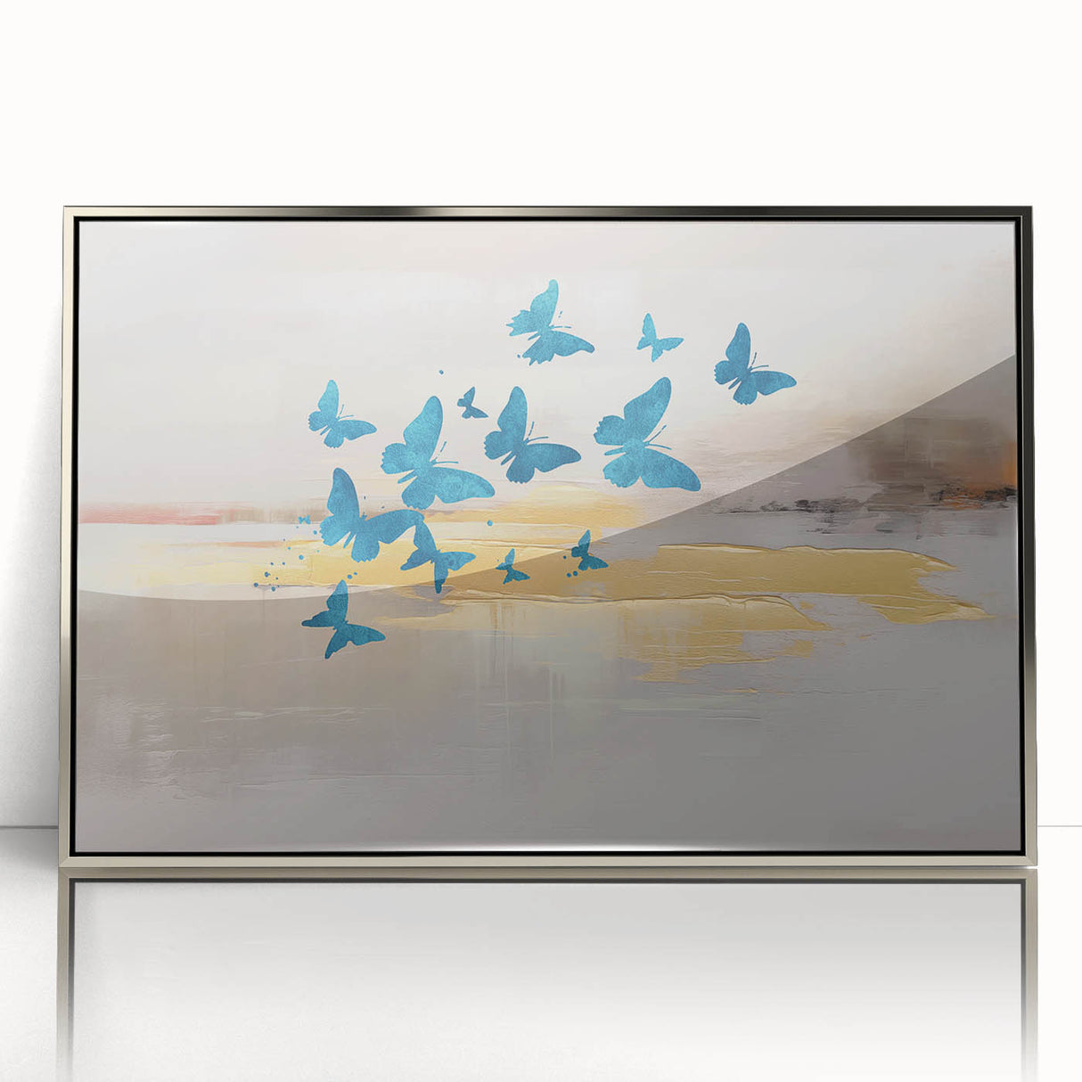 Abstract canvas artwork showcasing vibrant colors and dynamic shapes, perfect for modern decor, displayed in an elegant living room setting.