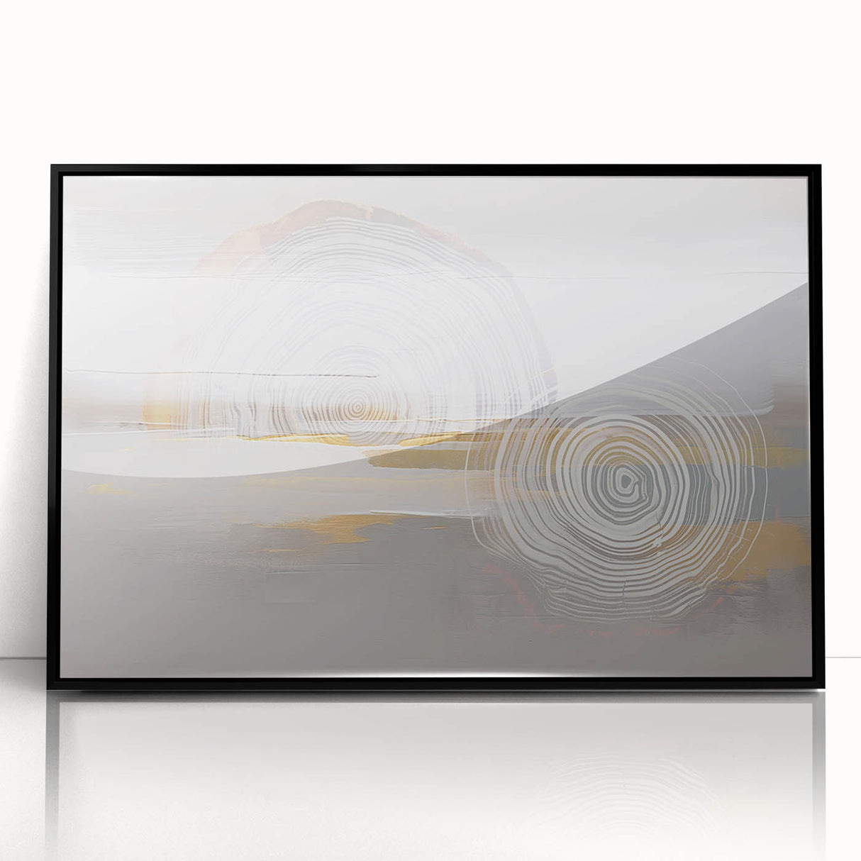 Abstract wall art print showcasing vibrant colors and geometric shapes, perfect for modern decor, displayed on a wooden easel.