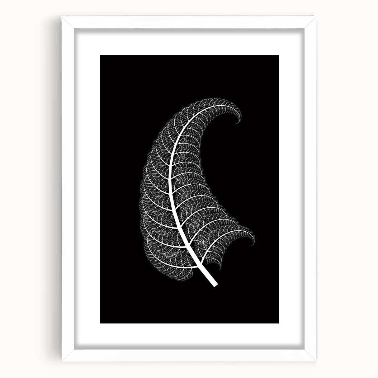 White picture frame displaying a vibrant abstract artwork with a mat, showcasing the contrast between the colorful art and the sleek frame design, ideal for home decor.