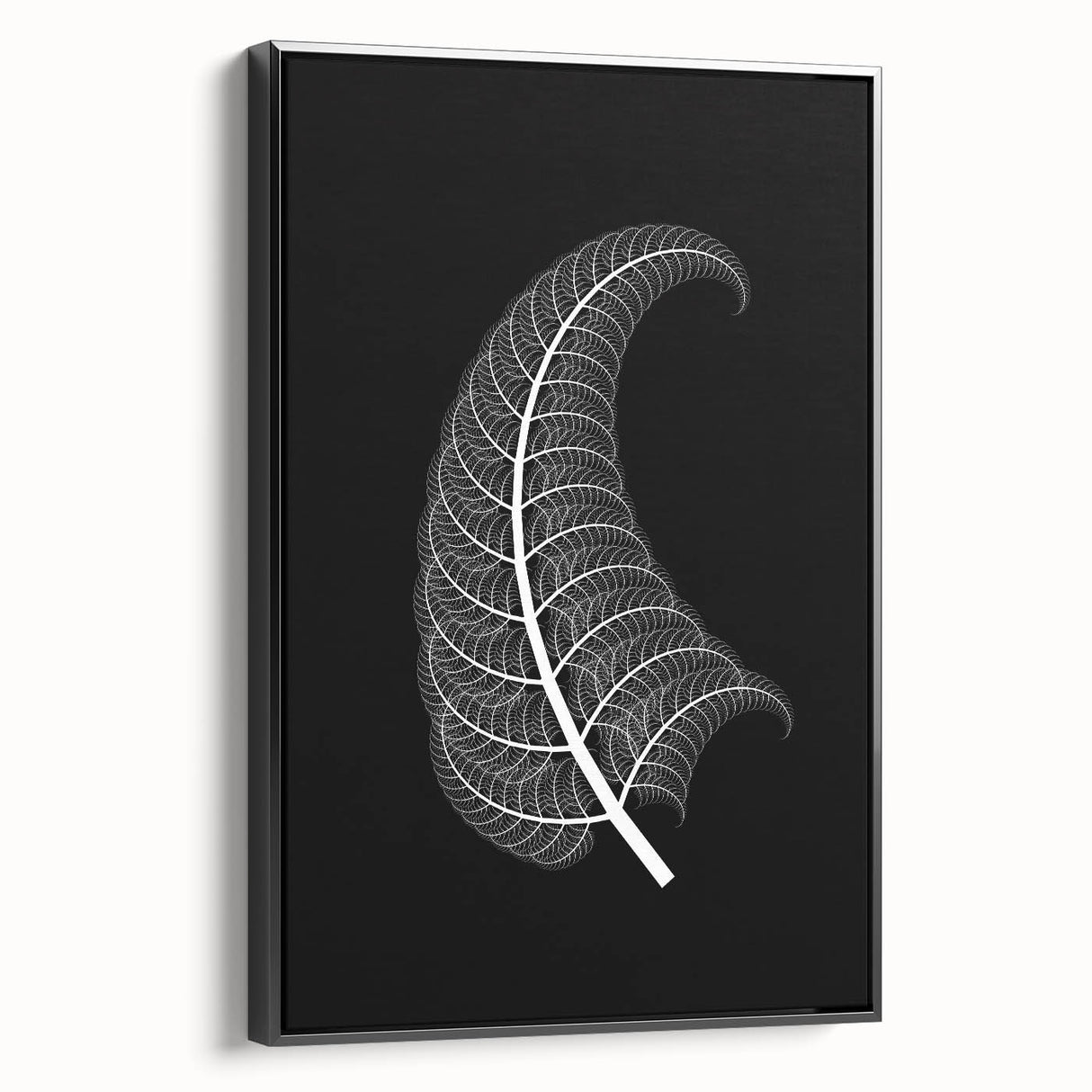 Framed canvas art showcasing a modern abstract design in vibrant colors, viewed from the side to highlight the sleek black frame and textured surface, perfect for contemporary home decor.