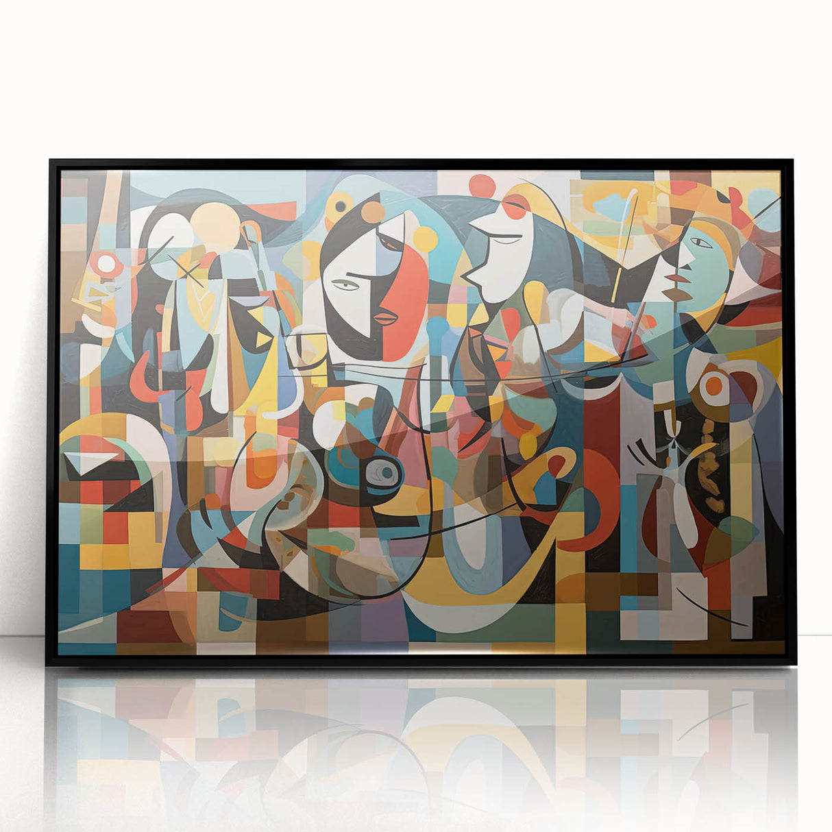 Framed acrylic artwork showcasing a vibrant, abstract design in striking black and white tones, presented from a front view to highlight its glossy finish and modern aesthetic. Perfect for contemporary home decor, this piece adds a bold statement to any room while enhancing artistic expression.