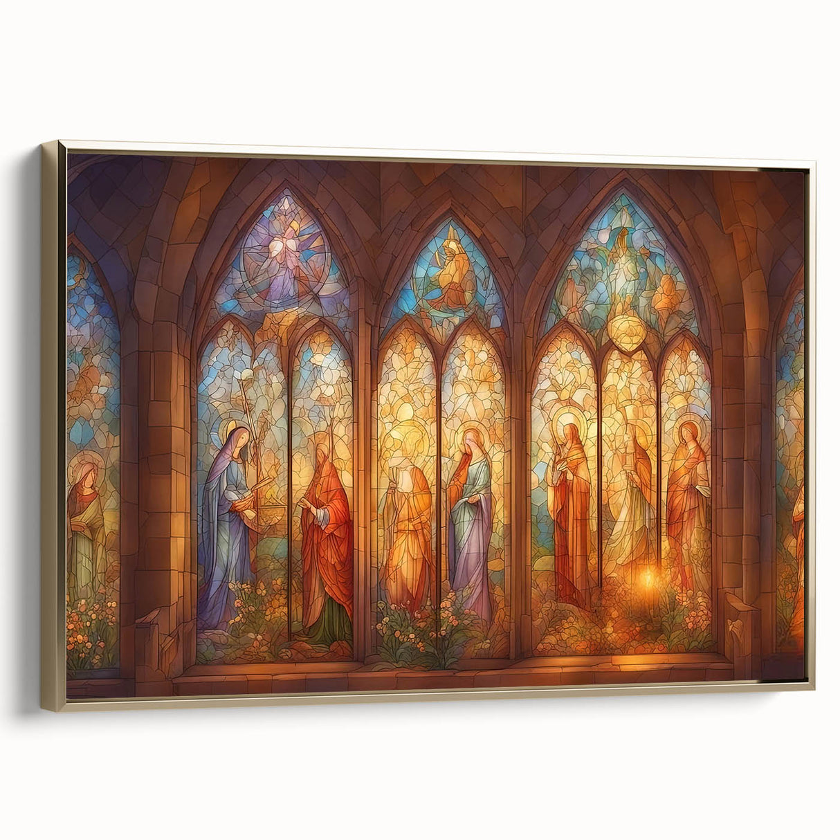 Framed canvas featuring an elegant gold side view, showcasing intricate details and a sleek design, perfect for enhancing modern decor in any setting.