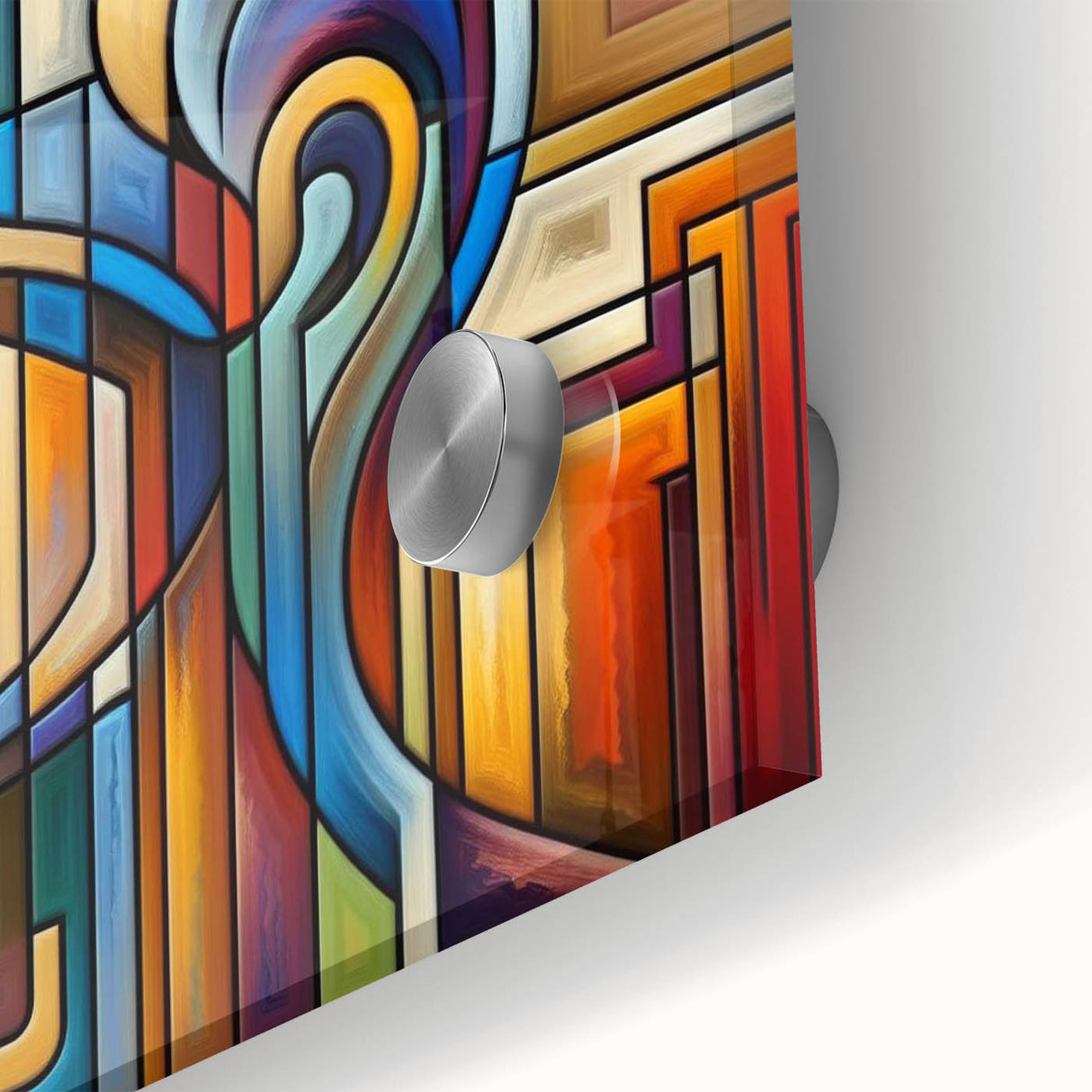 Close-up of a clear acrylic glass sheet with smooth edges and a vibrant reflection, showcasing its glossy surface and modern aesthetic, ideal for decor or framing.