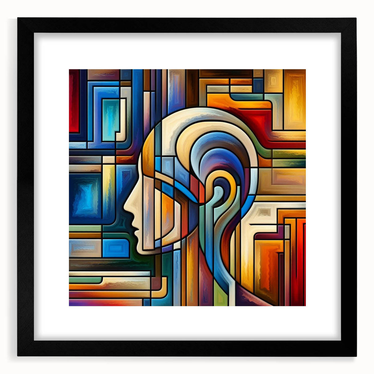 Black picture frame with a white mat, showcasing a blank space for artwork or photography, set against a light background. Ideal for home decor and gallery displays.