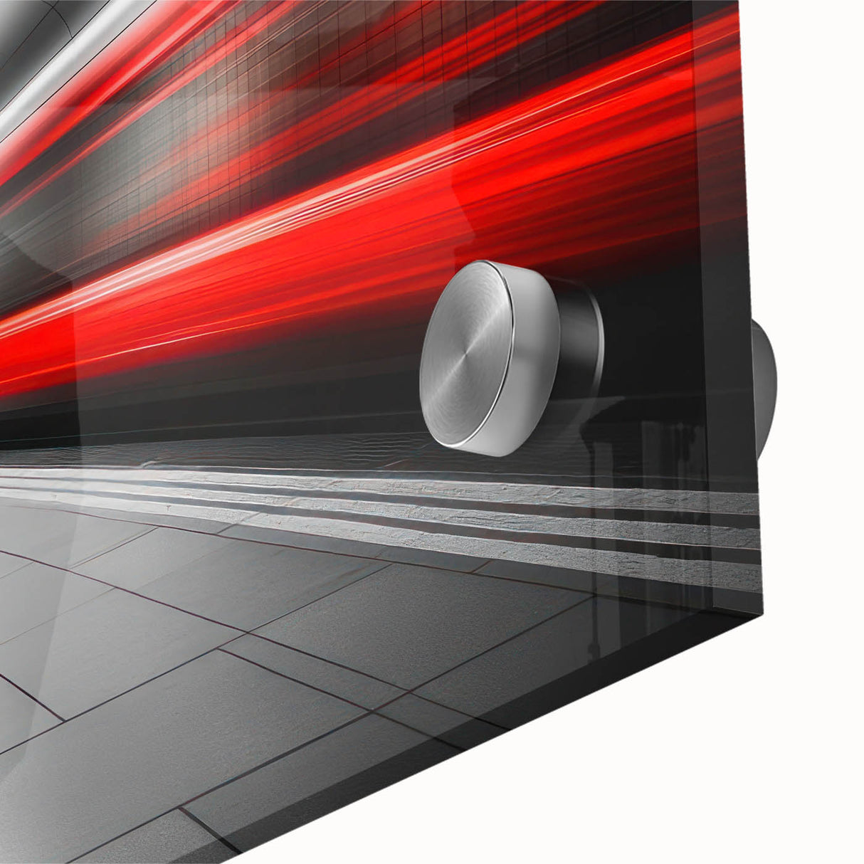 Minimalist Urban Landscape Wall Art – Modern Red Motion Print