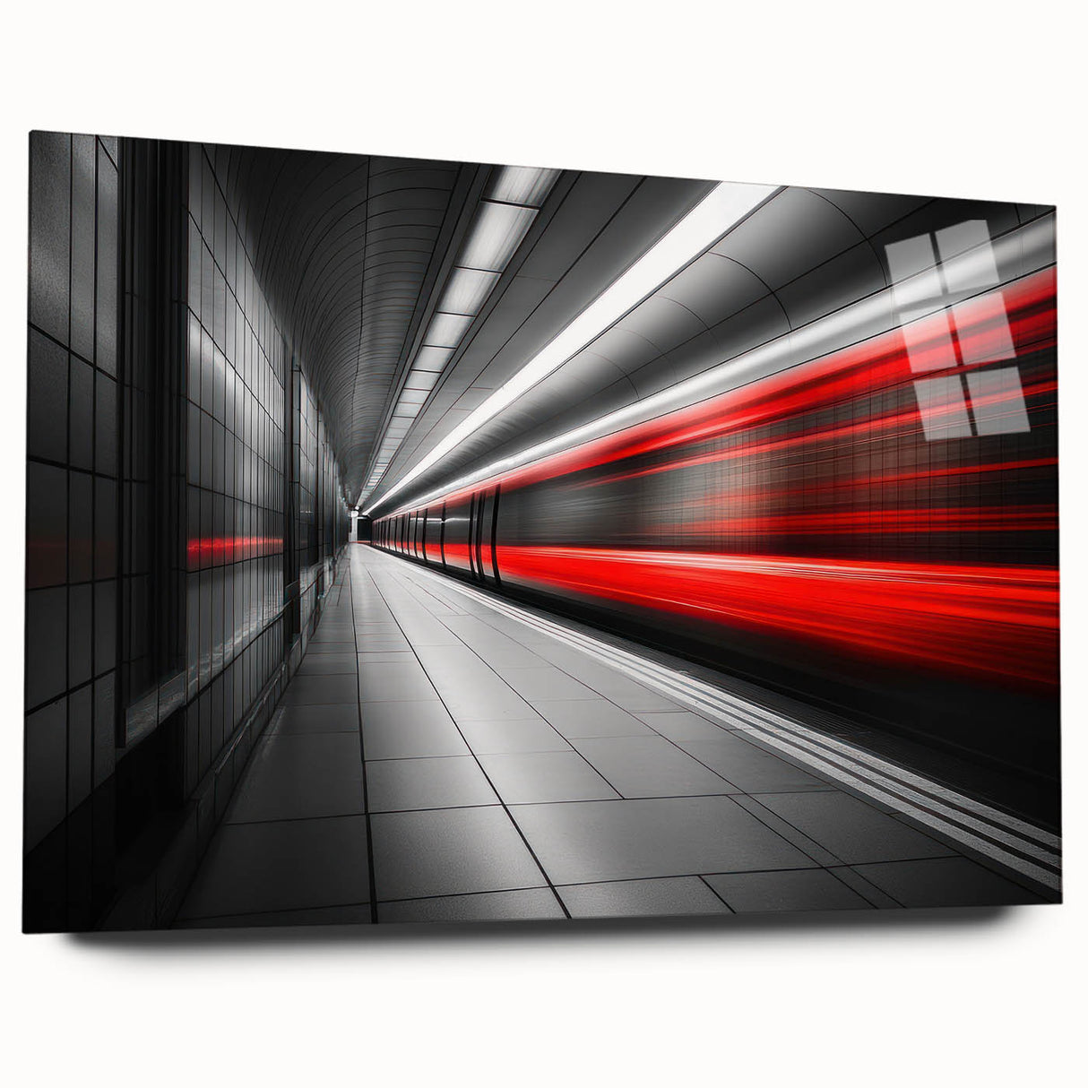 Minimalist Urban Landscape Wall Art – Modern Red Motion Print