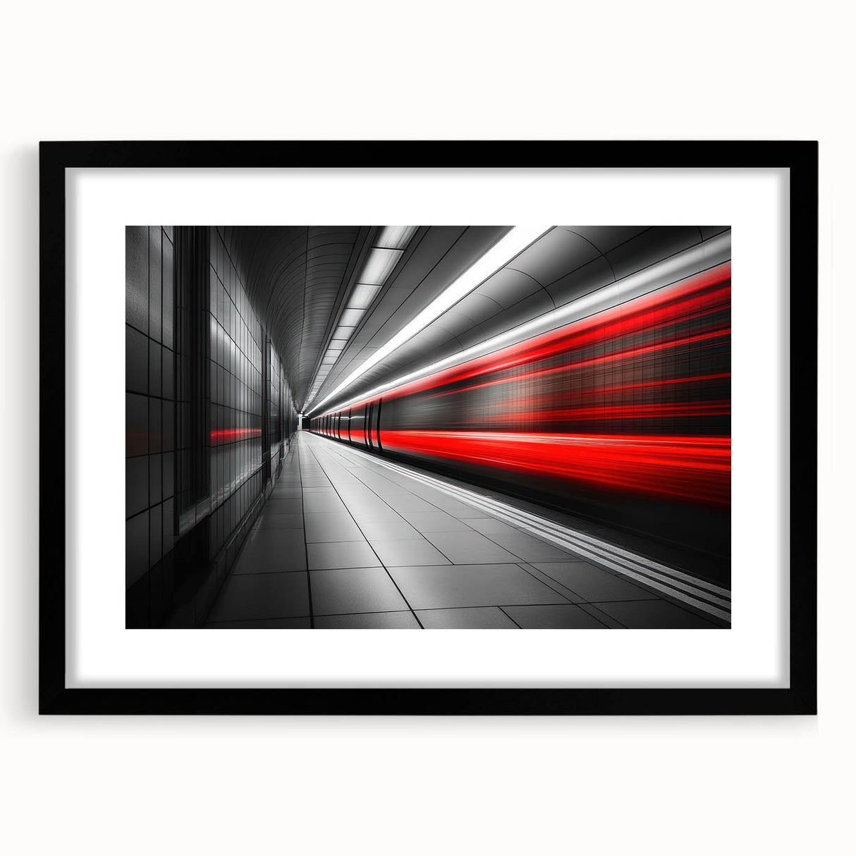 Minimalist Urban Landscape Wall Art – Modern Red Motion Print