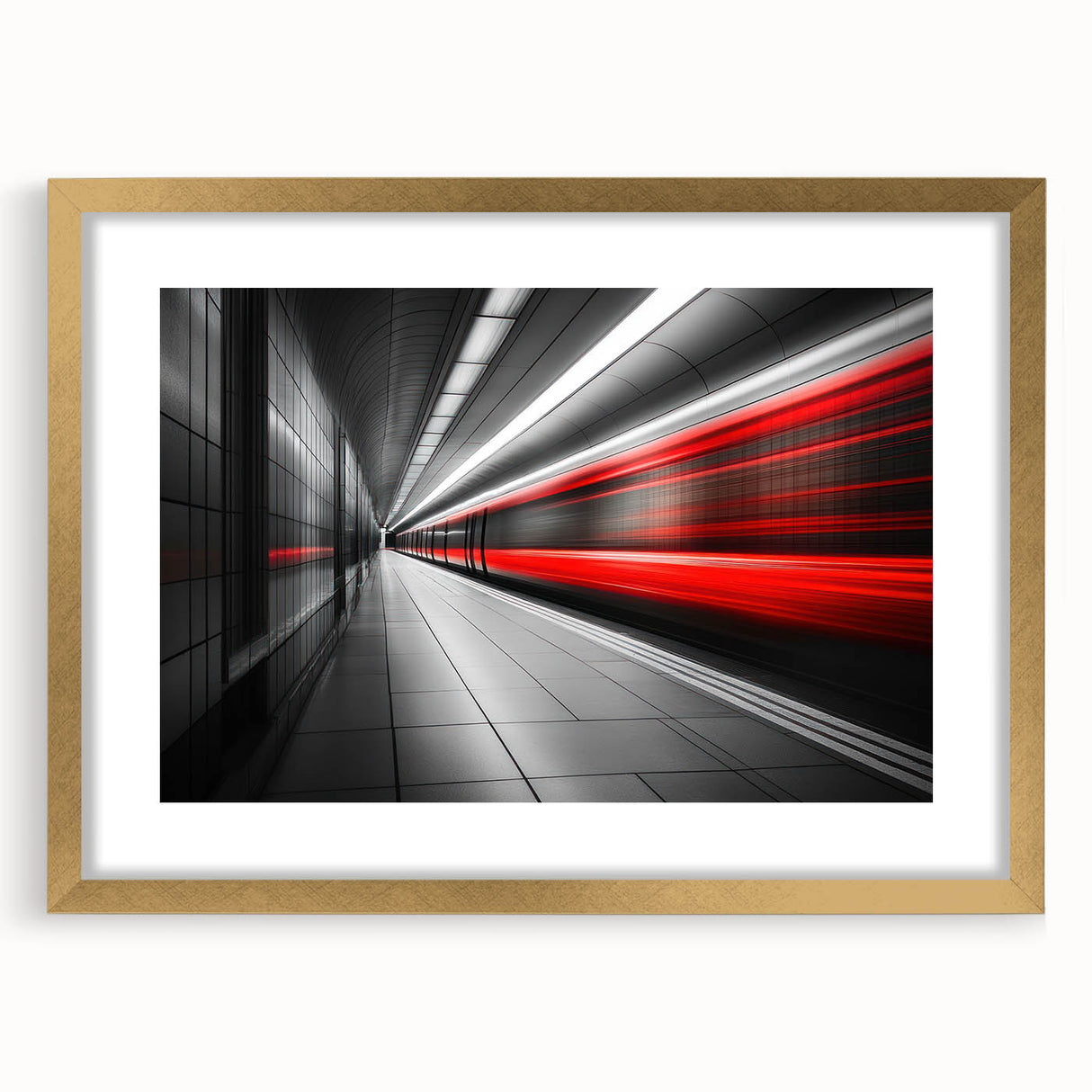 Minimalist Urban Landscape Wall Art – Modern Red Motion Print