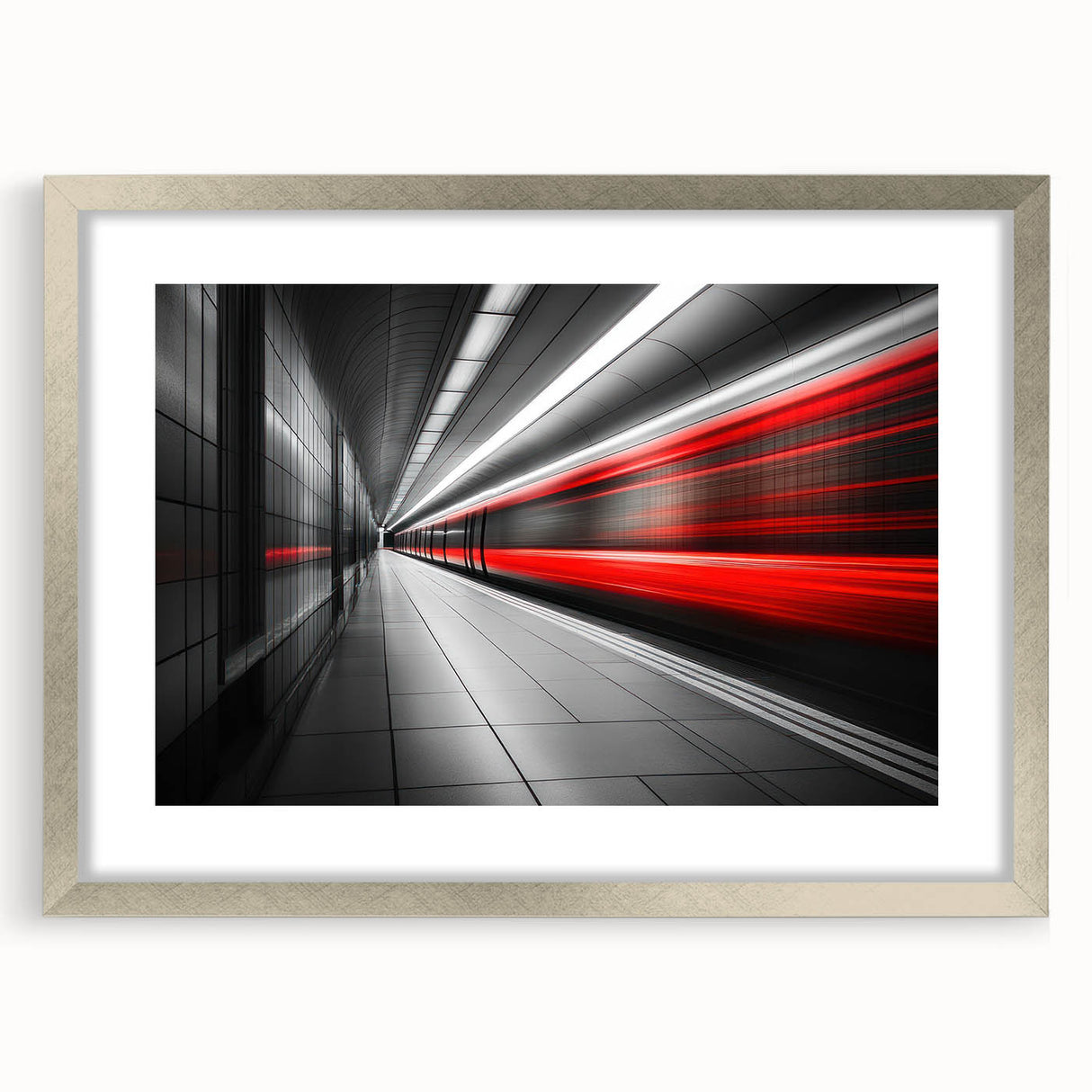 Minimalist Urban Landscape Wall Art – Modern Red Motion Print