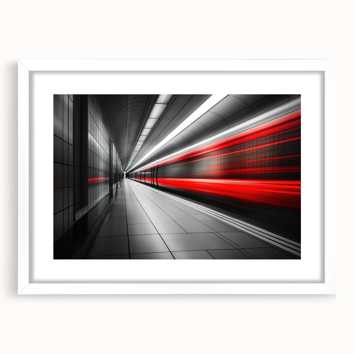 Minimalist Urban Landscape Wall Art – Modern Red Motion Print