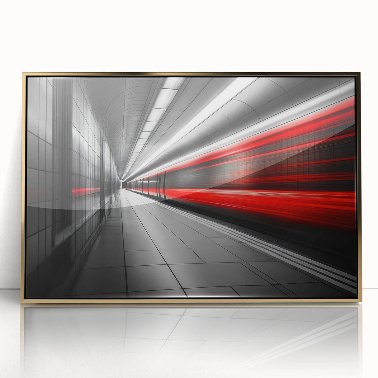 Minimalist Urban Landscape Wall Art – Modern Red Motion Print