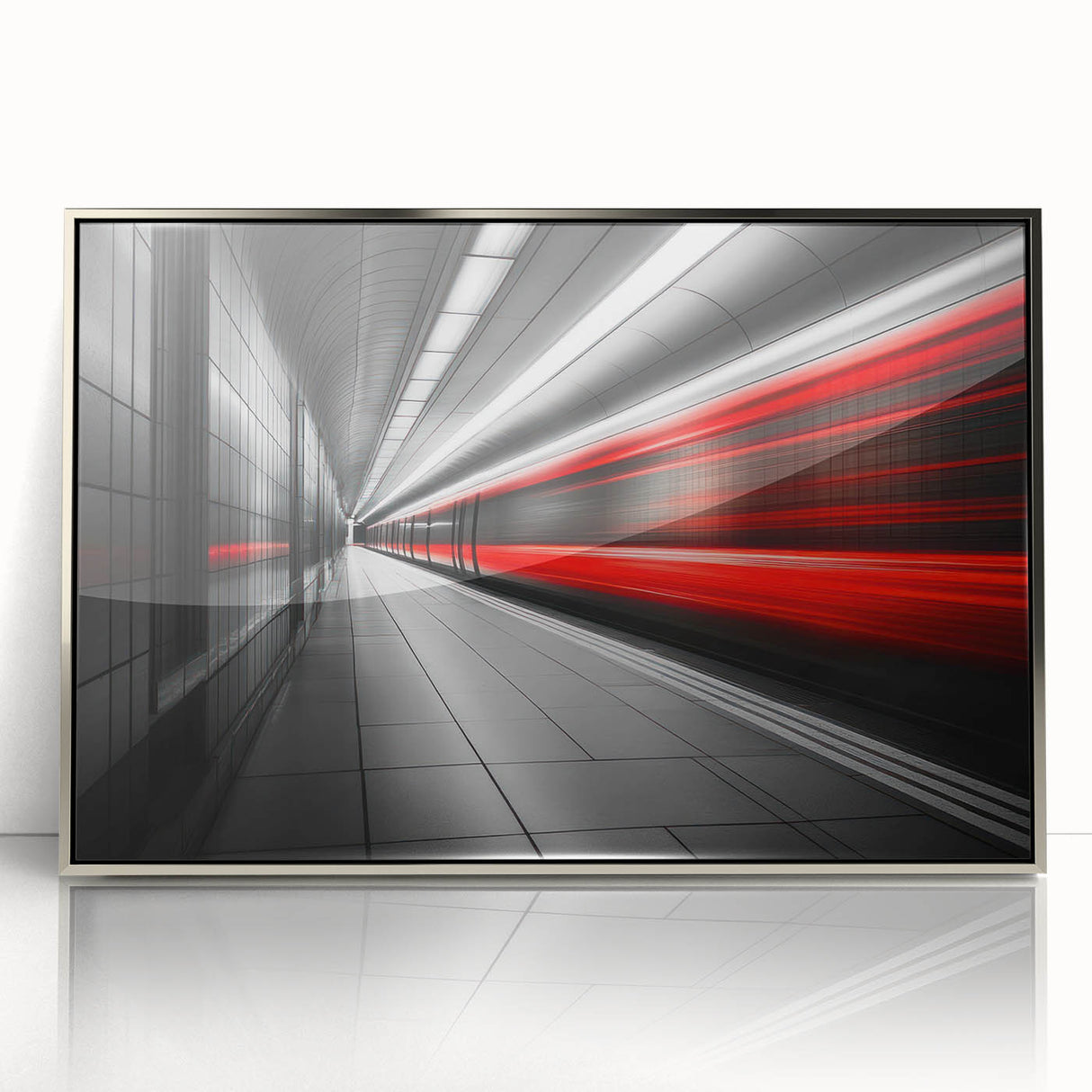 Minimalist Urban Landscape Wall Art – Modern Red Motion Print