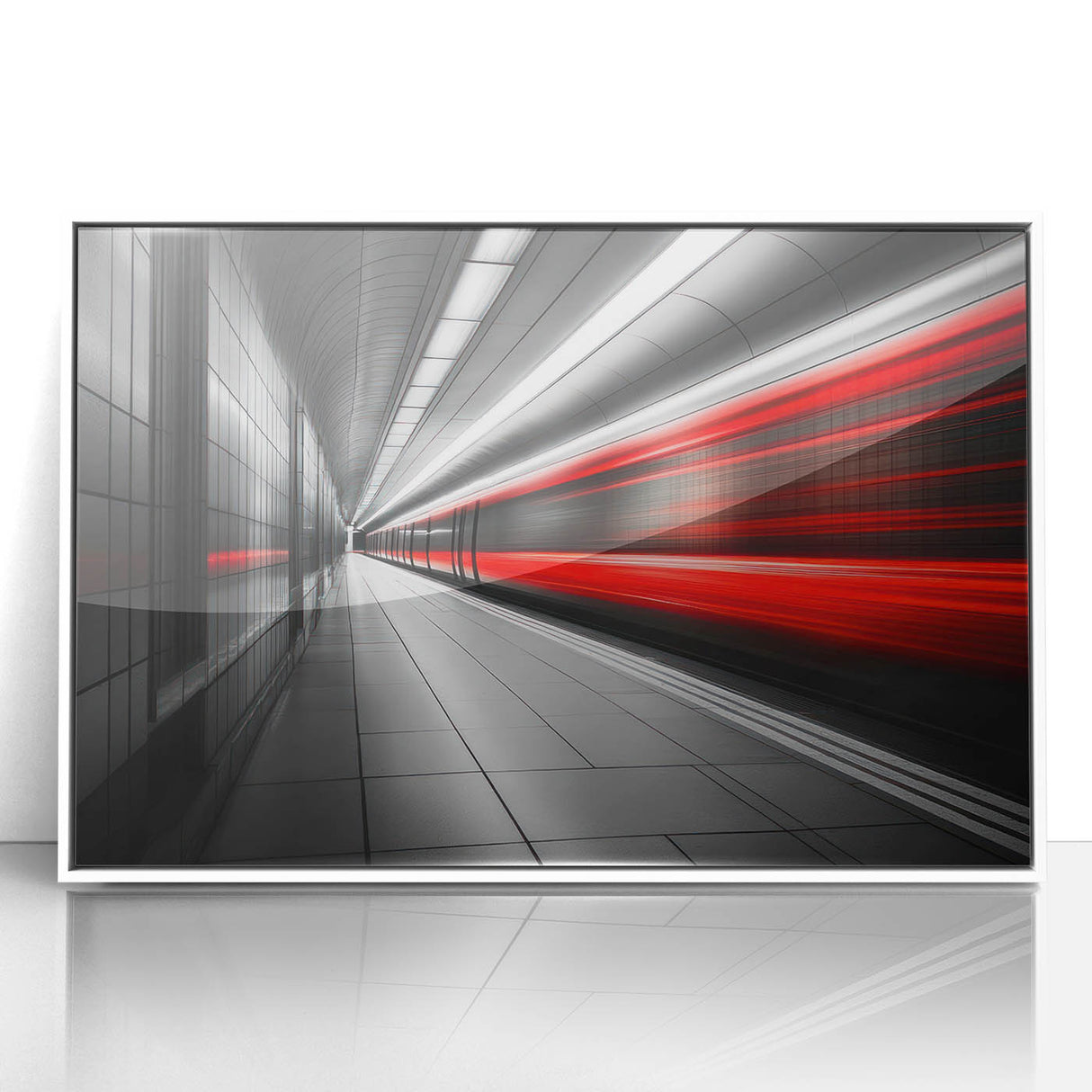 Minimalist Urban Landscape Wall Art – Modern Red Motion Print