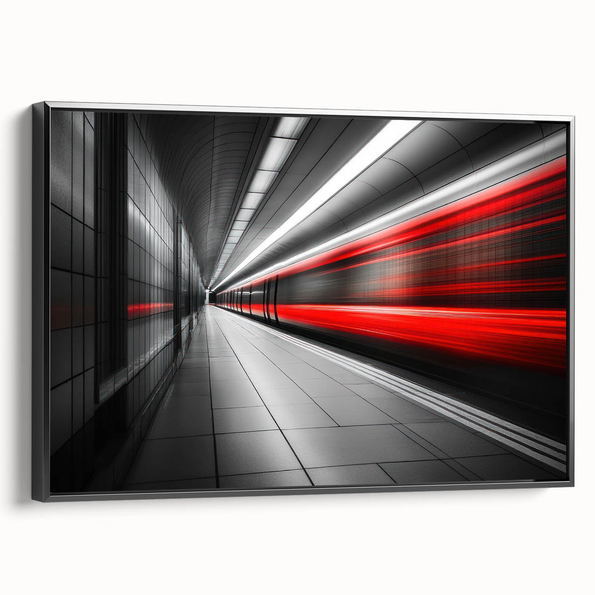 Minimalist Urban Landscape Wall Art – Modern Red Motion Print