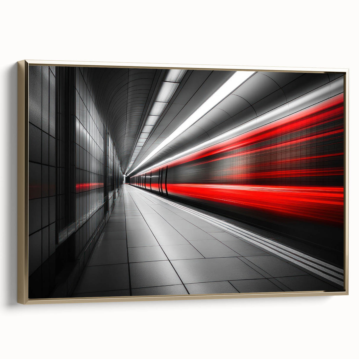 Minimalist Urban Landscape Wall Art – Modern Red Motion Print