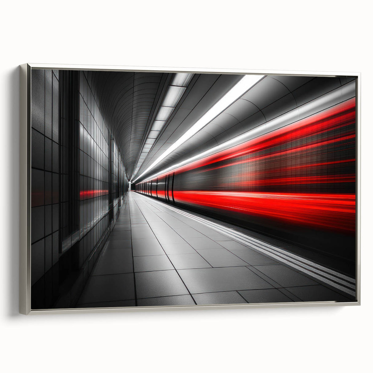 Minimalist Urban Landscape Wall Art – Modern Red Motion Print