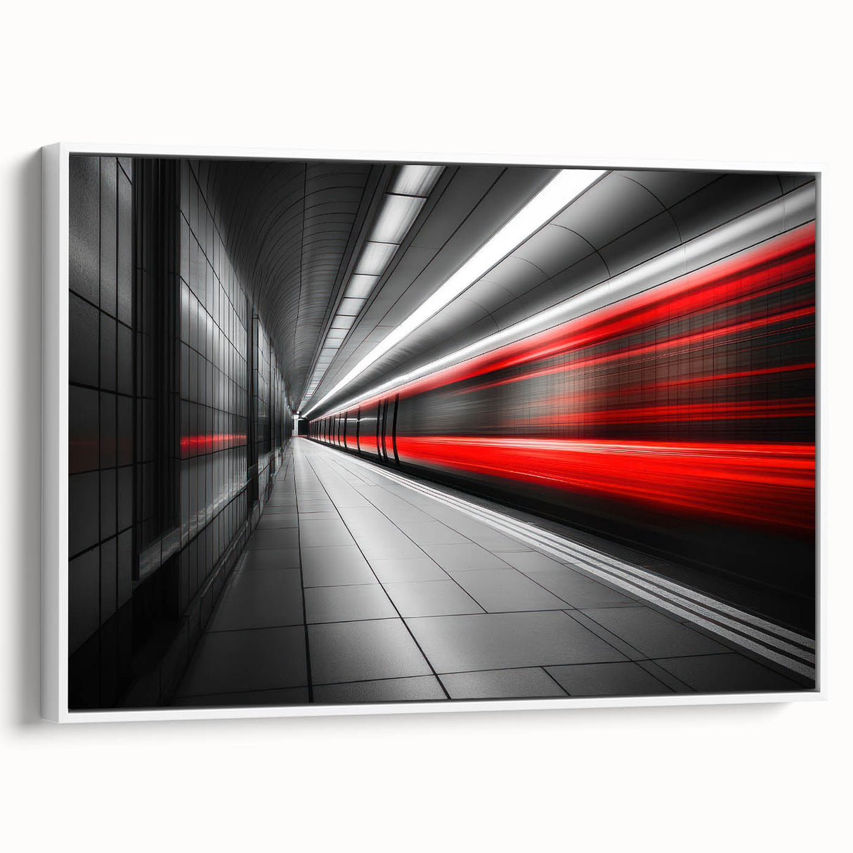 Minimalist Urban Landscape Wall Art – Modern Red Motion Print