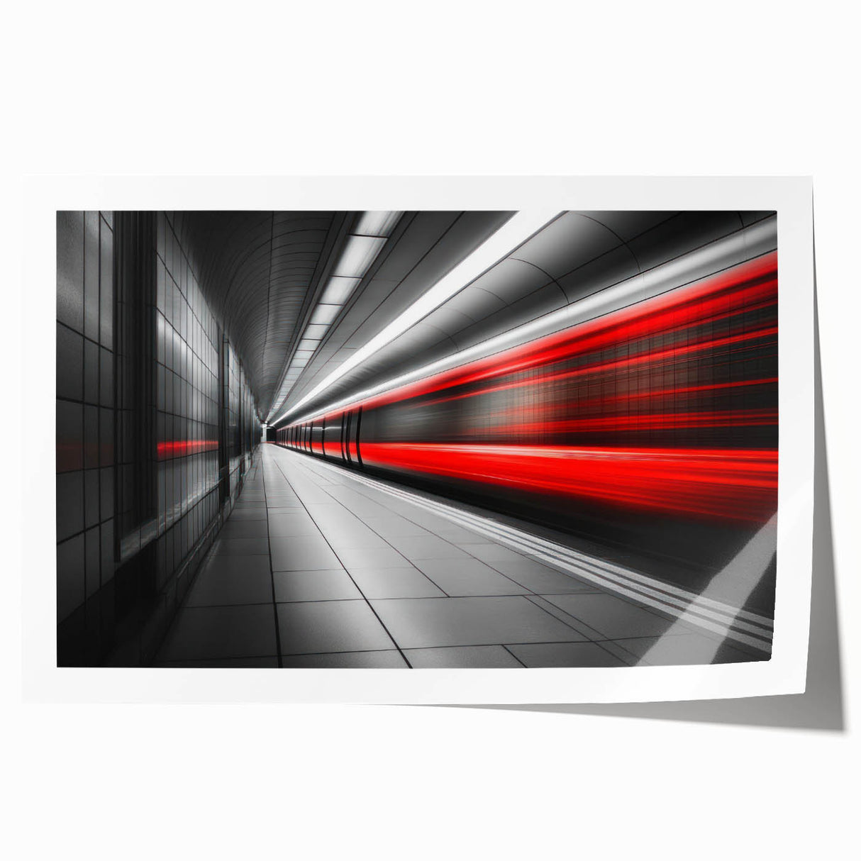 Minimalist Urban Landscape Wall Art – Modern Red Motion Print