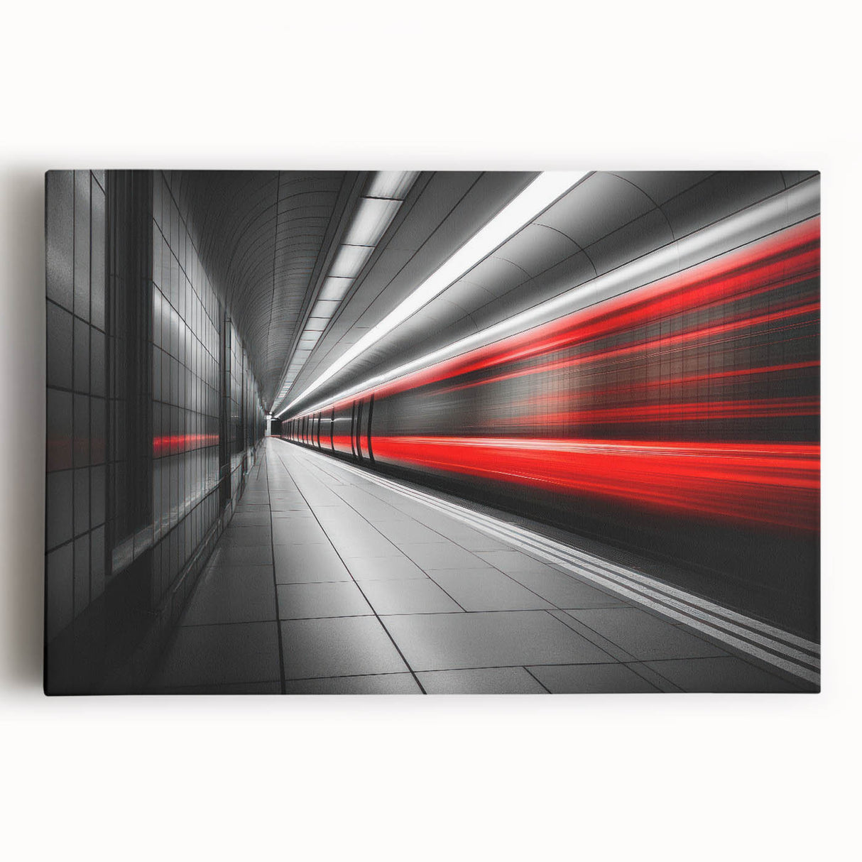 Minimalist Urban Landscape Wall Art – Modern Red Motion Print