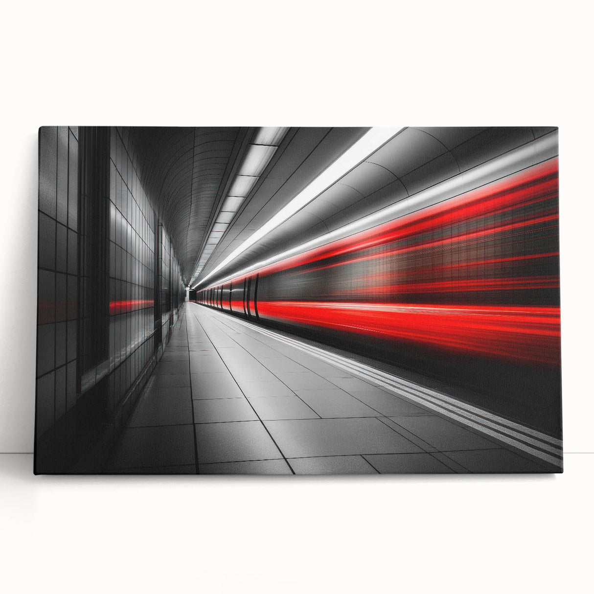 Minimalist Urban Landscape Wall Art – Modern Red Motion Print