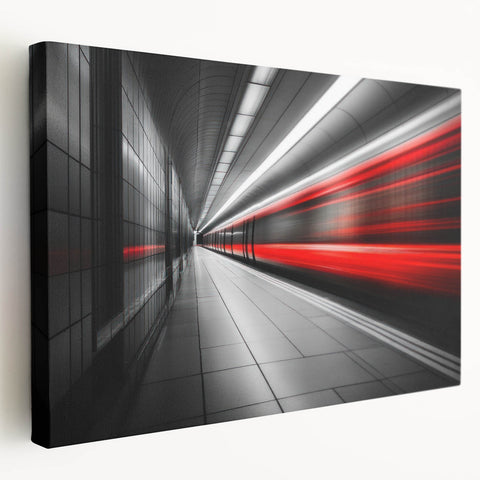 Minimalist Urban Landscape Wall Art – Modern Red Motion Print