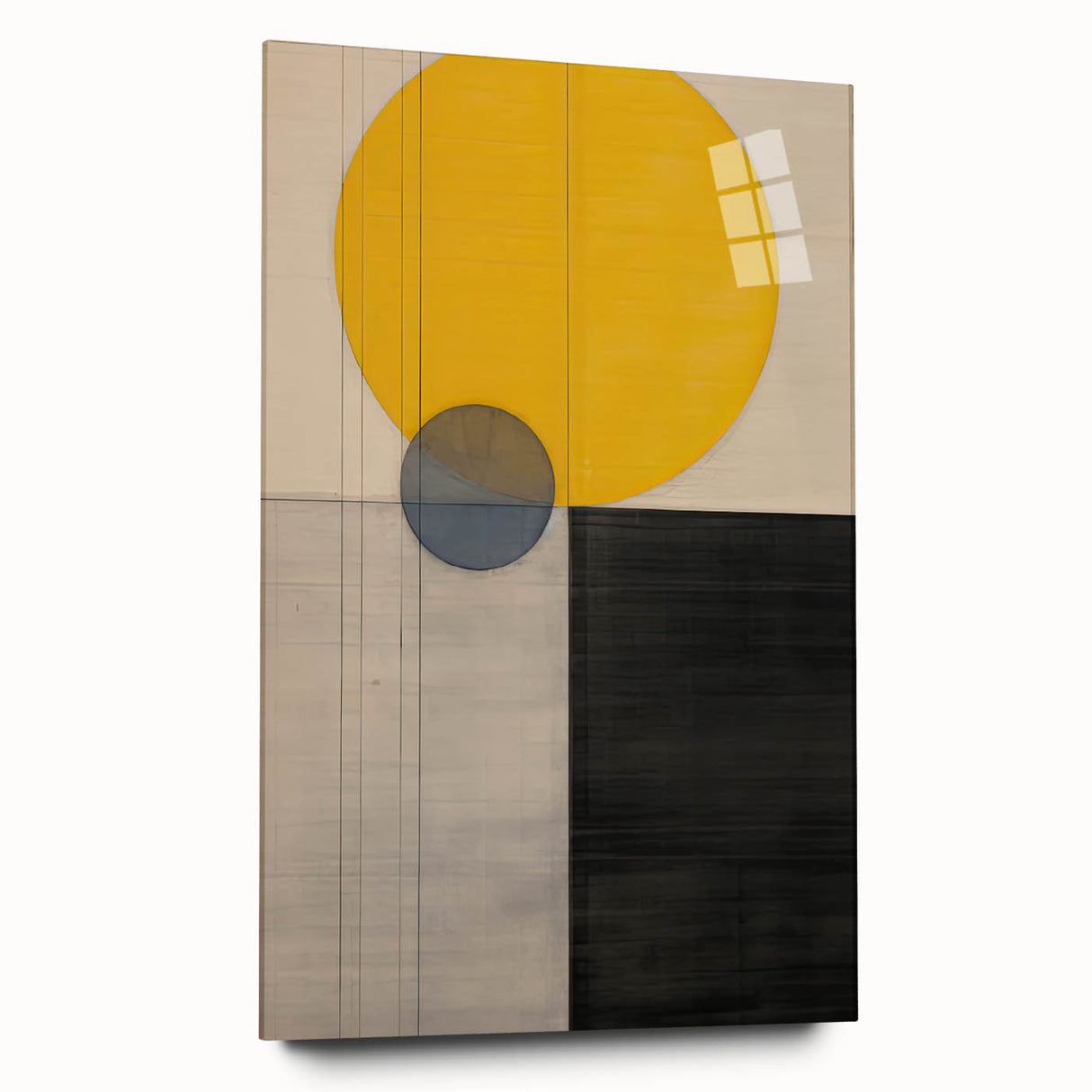 Minimalist Abstract Canvas Prints – Yellow & Gray Geometric Wall Art