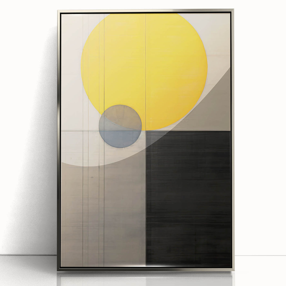 Minimalist Abstract Canvas Prints – Yellow & Gray Geometric Wall Art
