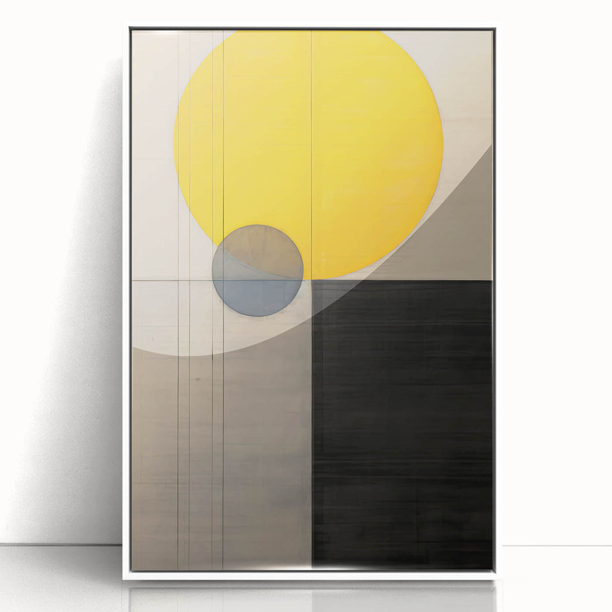 Minimalist Abstract Canvas Prints – Yellow & Gray Geometric Wall Art