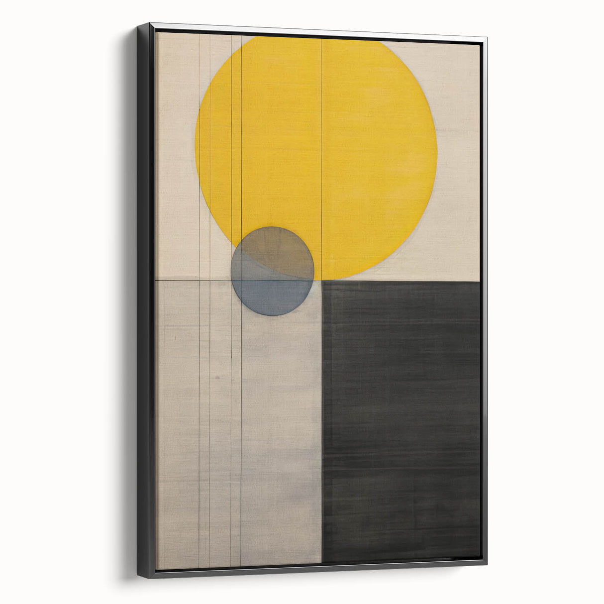 Minimalist Abstract Canvas Prints – Yellow & Gray Geometric Wall Art
