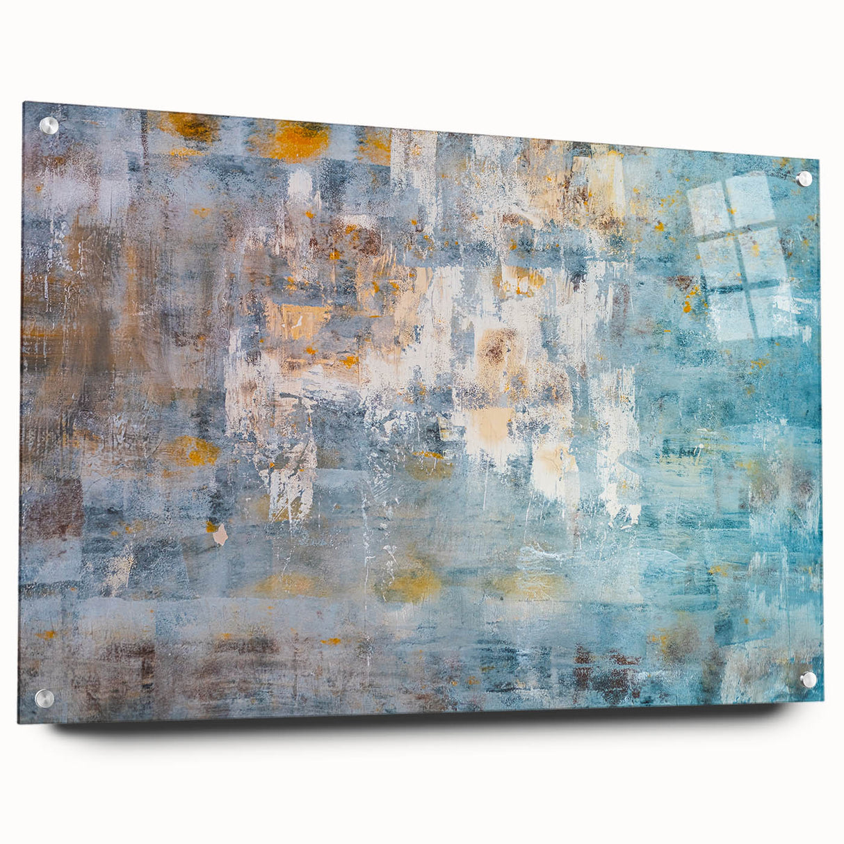 Textured Abstract Wall Art – Blue and Yellow Modern Canvas Art