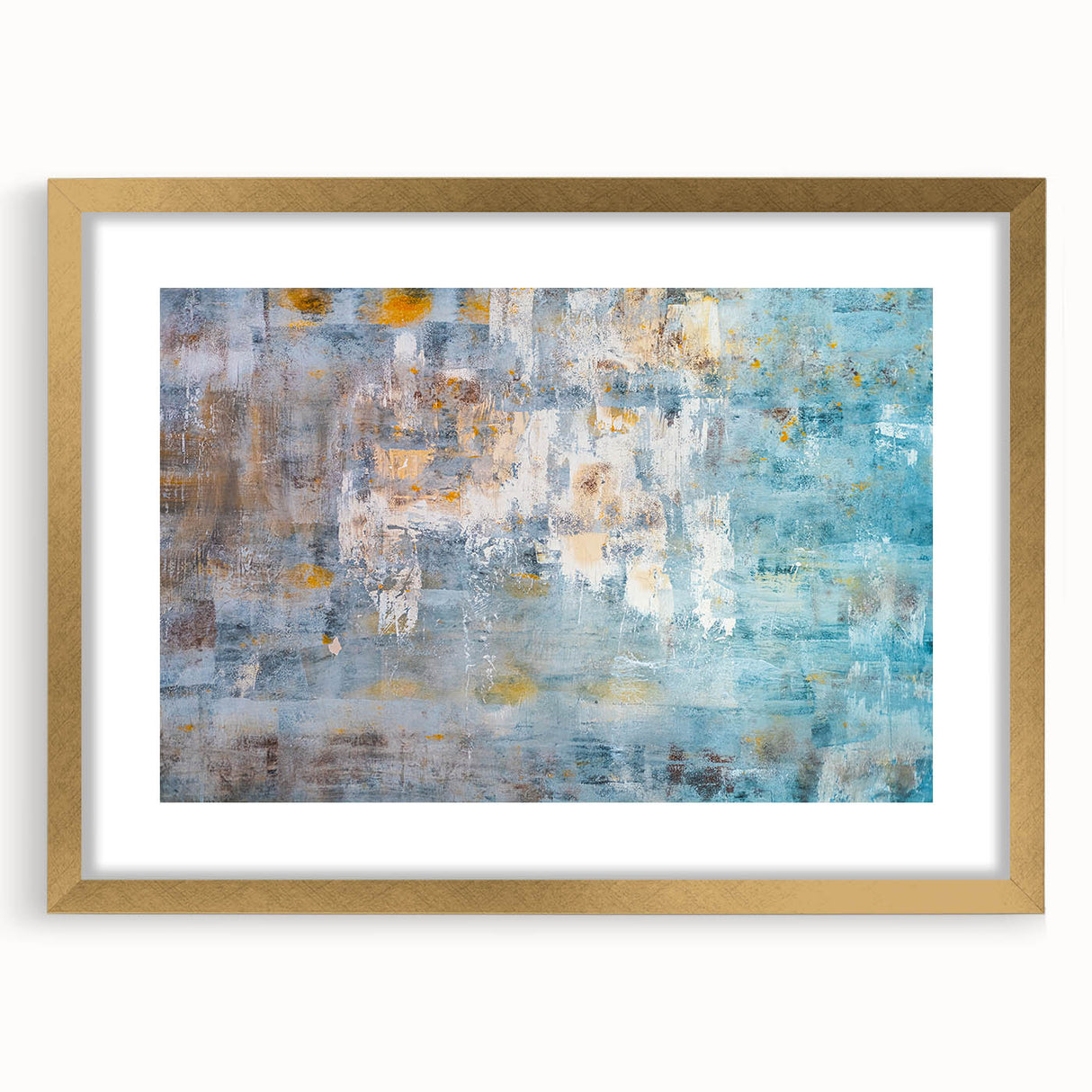 Textured Abstract Wall Art – Blue and Yellow Modern Canvas Art