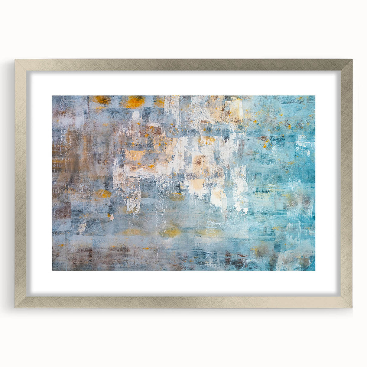 Textured Abstract Wall Art – Blue and Yellow Modern Canvas Art