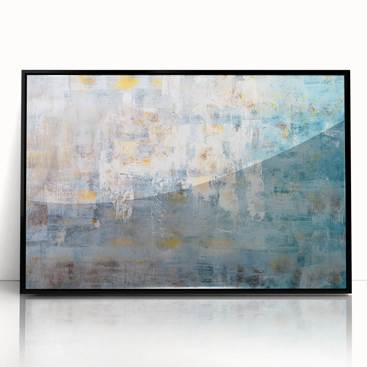 Textured Abstract Wall Art – Blue and Yellow Modern Canvas Art