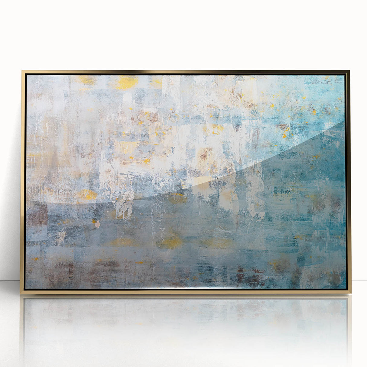 Textured Abstract Wall Art – Blue and Yellow Modern Canvas Art