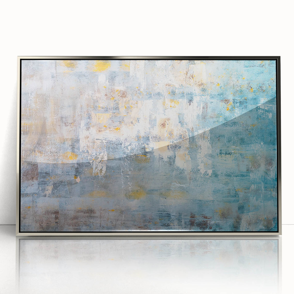 Textured Abstract Wall Art – Blue and Yellow Modern Canvas Art