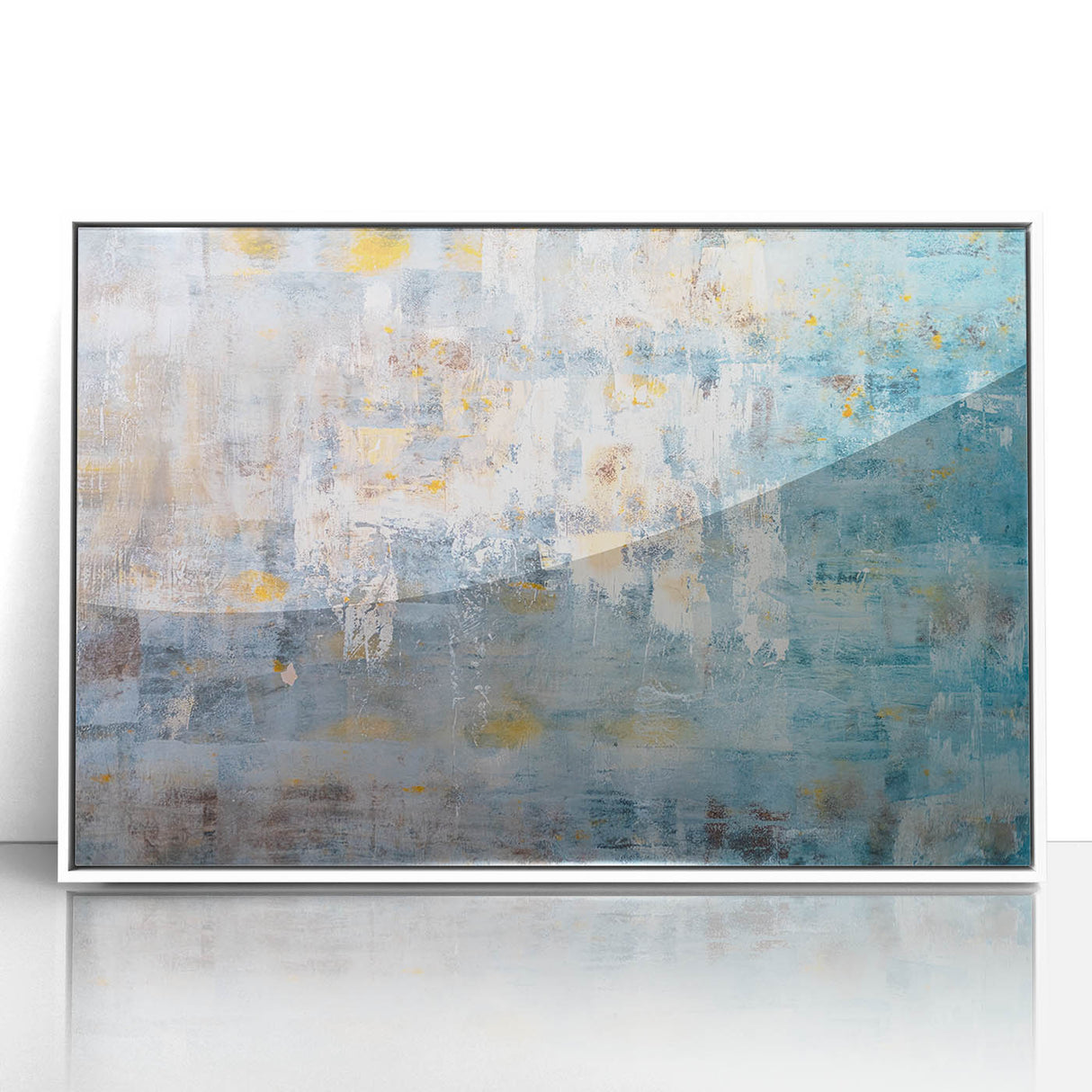 Textured Abstract Wall Art – Blue and Yellow Modern Canvas Art