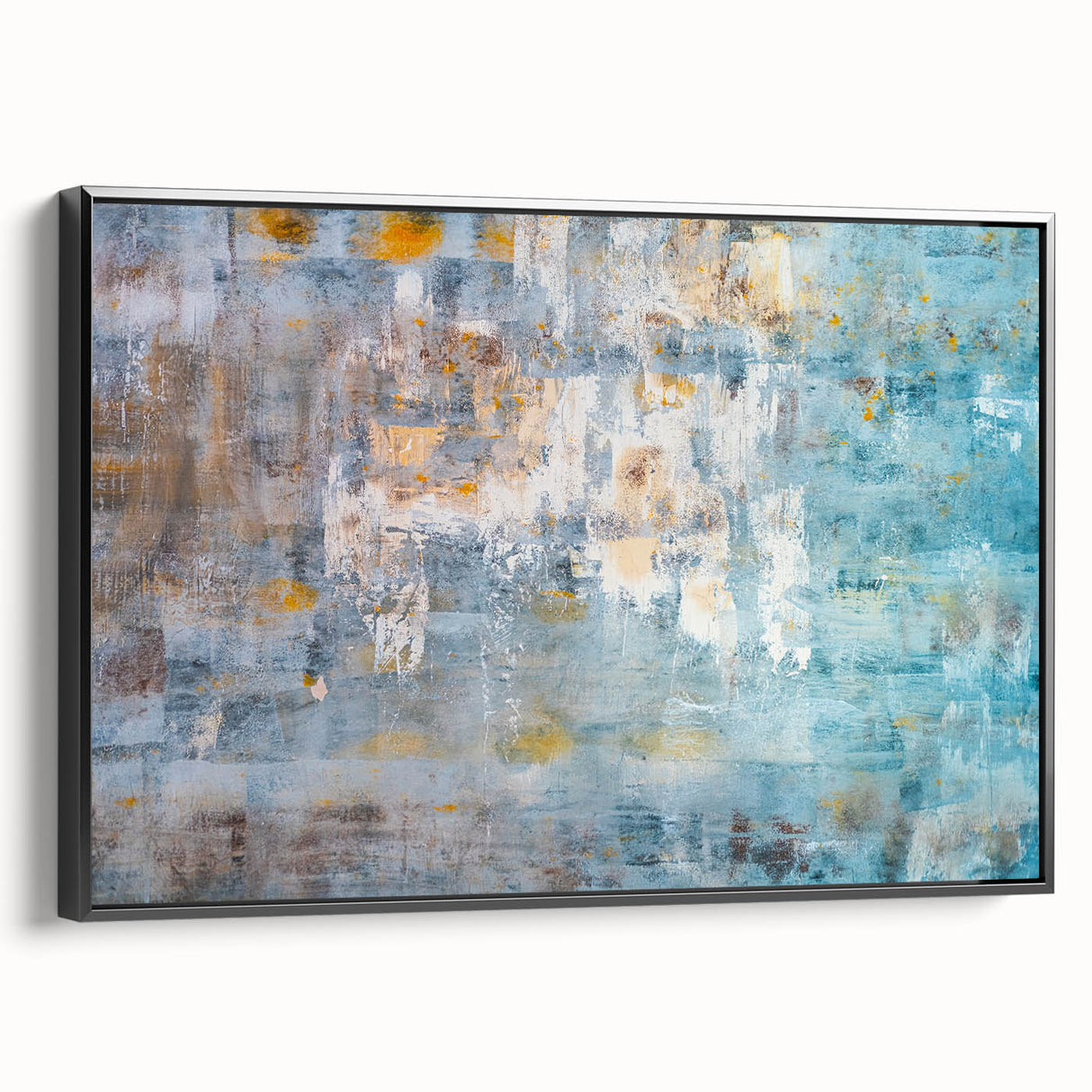 Textured Abstract Wall Art – Blue and Yellow Modern Canvas Art