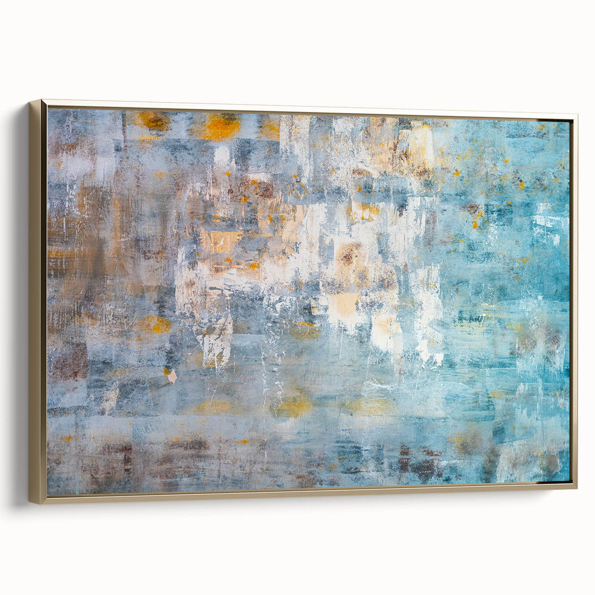 Textured Abstract Wall Art – Blue and Yellow Modern Canvas Art