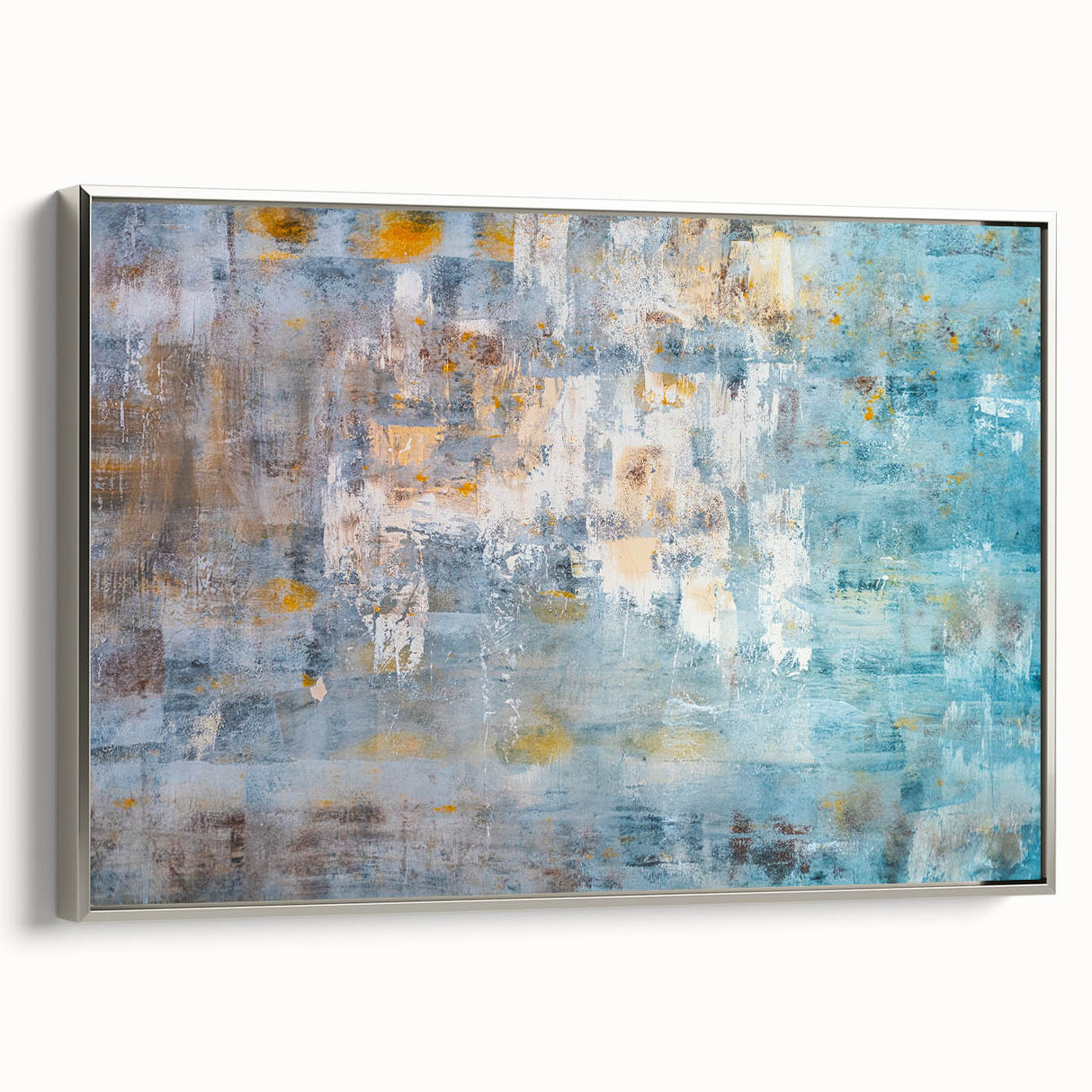 Textured Abstract Wall Art – Blue and Yellow Modern Canvas Art