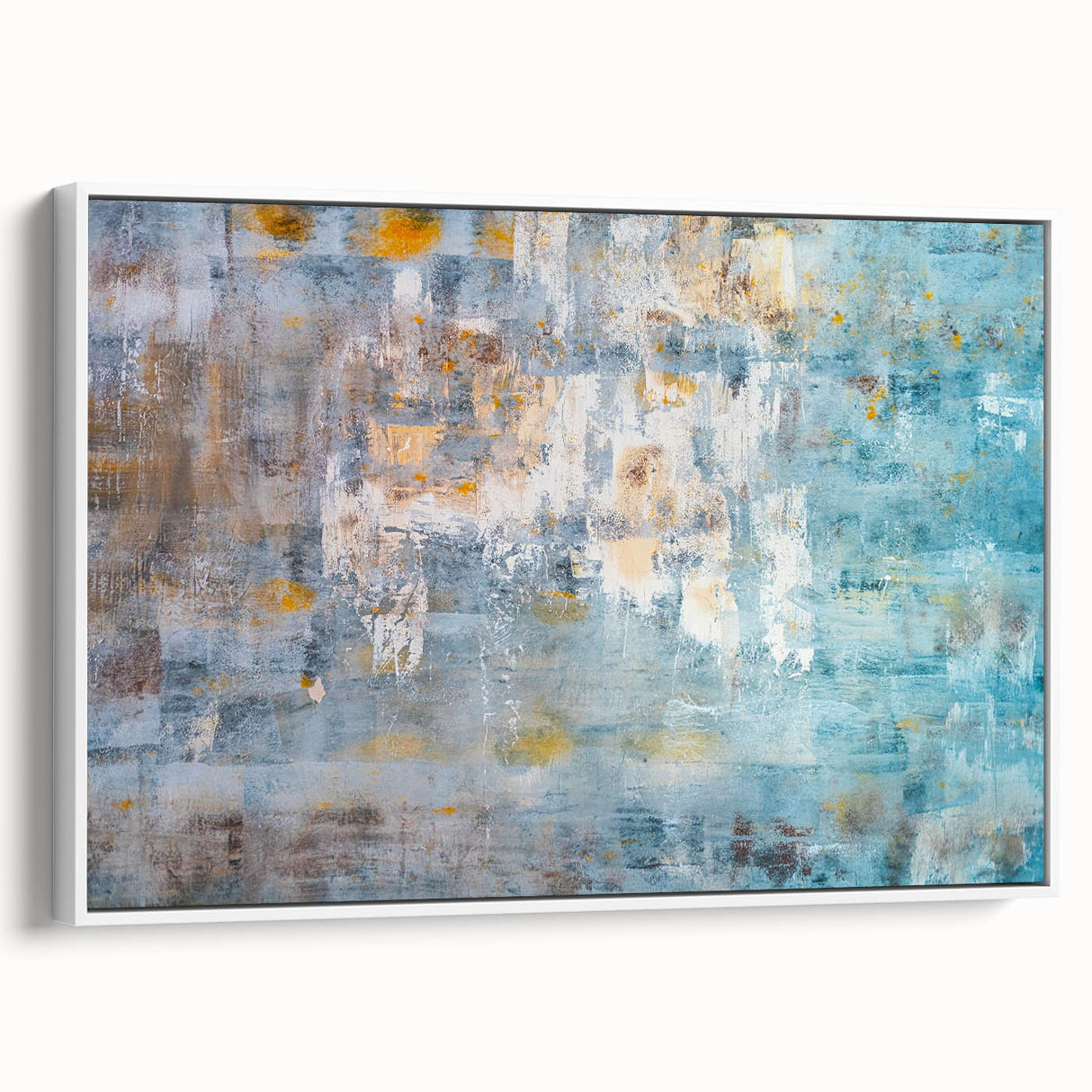 Textured Abstract Wall Art – Blue and Yellow Modern Canvas Art