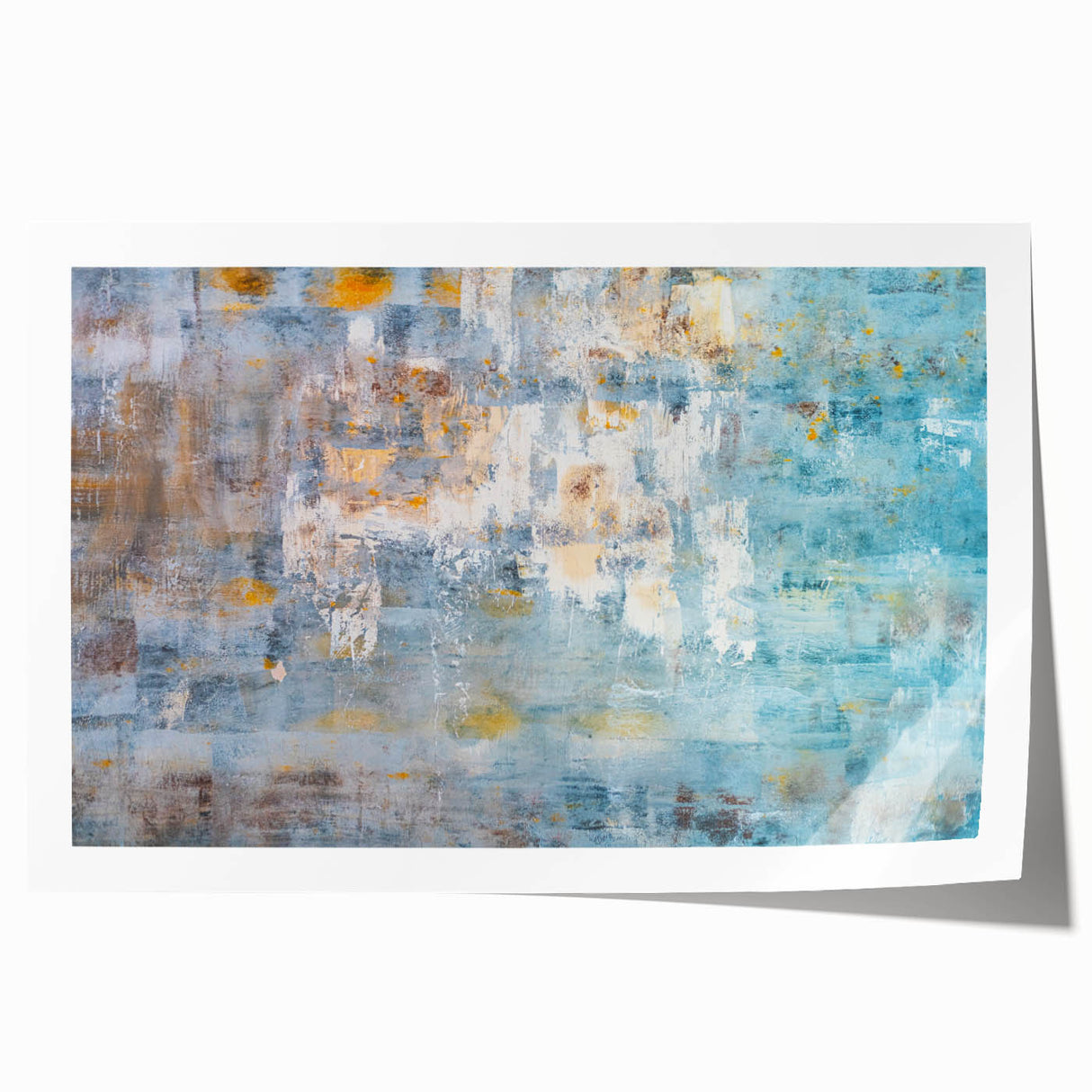 Textured Abstract Wall Art – Blue and Yellow Modern Canvas Art